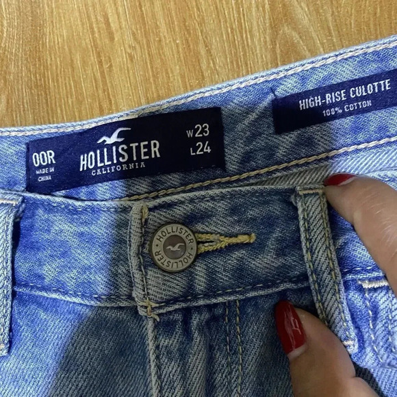 Hollister Women’s Jeans Size 00R W23 L24 Light High Rise Culotte Wide Leg Pocket - Picture 8 of 11